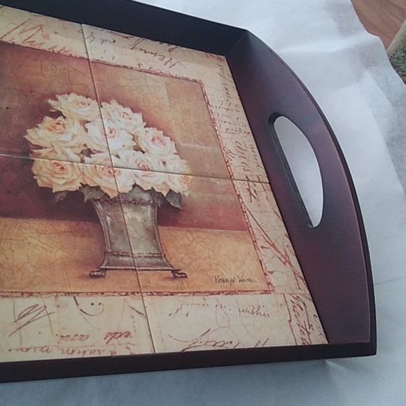 Tam-San Designs, Kathryn White Tile  Inlay Wooden Tray, Cornelius NC Sha… - Picture 3 of 6